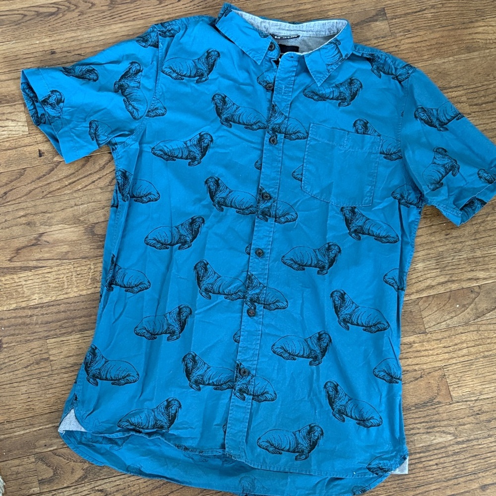 Modern Amusement Blue Walrus Pattern Shirt